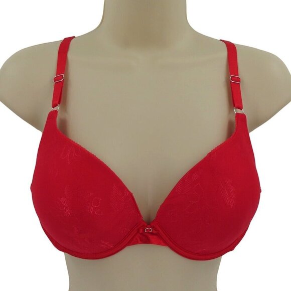 Lily of France 36C Extreme Ego Boost Push Up Bra 2131101 Underwire Red Flowers - Picture 1 of 12